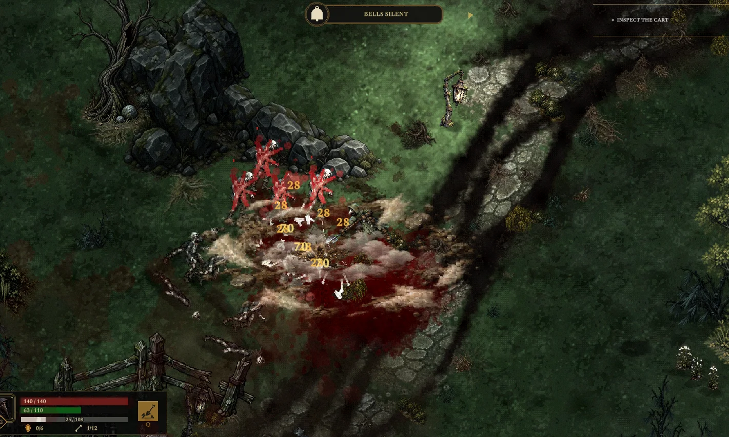 The Gravedigger slamming the shovel into a dense group of enemies